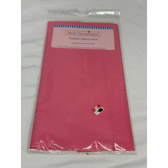 BEST OCCASIONS plastic table cover 58 X 108 rectangle PINK - Picture 1 of 2